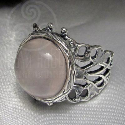 Кольцо ю0726.1 "Розовый кварц" серебрение